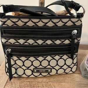 Nine West Black and Cream Circle Pattern Crossbody Bag EPC